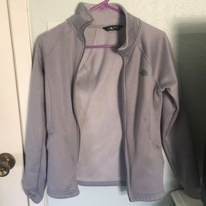 Gray fleece north face jacket